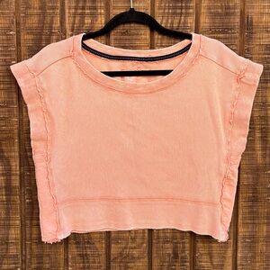 Pilcro Anthropologie Peach Boxy Crop Top